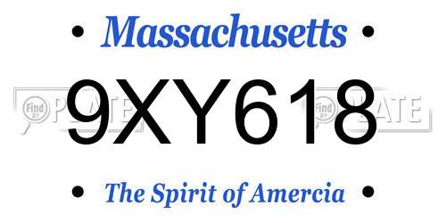 9XY618 Massachusetts License Plate