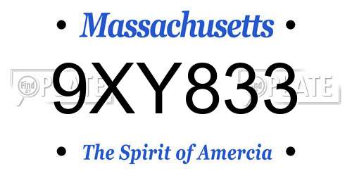 9XY833 Massachusetts License Plate