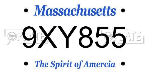 9XY855 Massachusetts License Plate