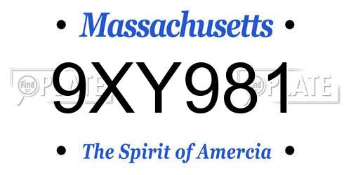 9XY981 Massachusetts License Plate