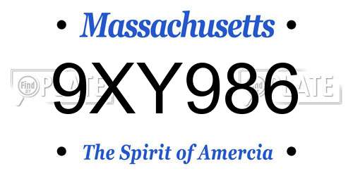 9XY986 Massachusetts License Plate