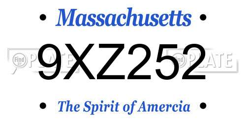 9XZ252 Massachusetts License Plate