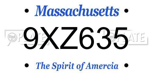 9XZ635 Massachusetts License Plate