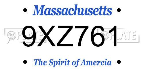 9XZ761 Massachusetts License Plate