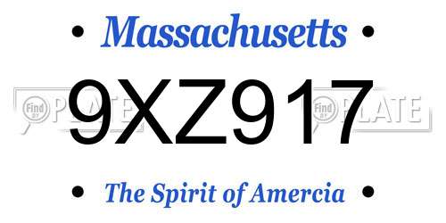 9XZ917 Massachusetts License Plate