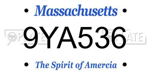 9YA536 Massachusetts License Plate