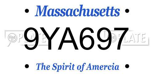 9YA697 Massachusetts License Plate
