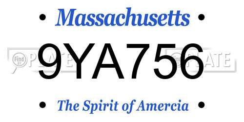 9YA756 Massachusetts License Plate