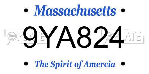 9YA824 Massachusetts License Plate