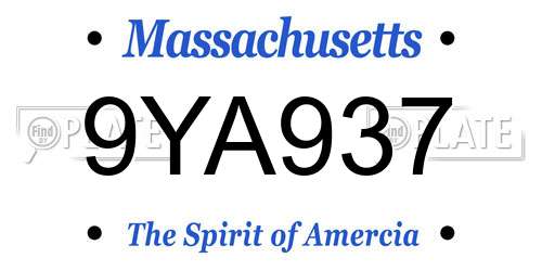 9YA937 Massachusetts License Plate