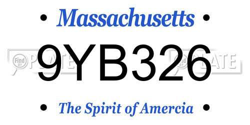 9YB326 Massachusetts License Plate
