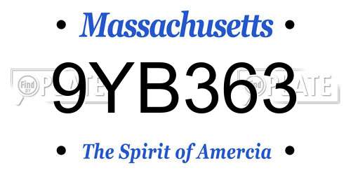 9YB363 Massachusetts License Plate