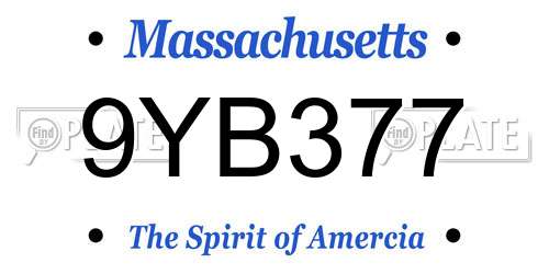 9YB377 Massachusetts License Plate