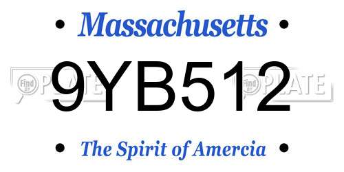 9YB512 Massachusetts License Plate