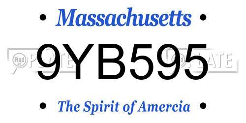 9YB595 Massachusetts License Plate