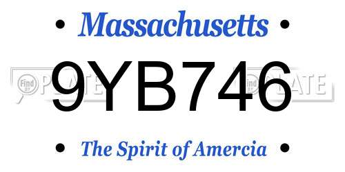 9YB746 Massachusetts License Plate