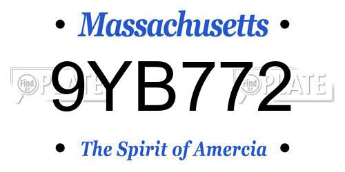 9YB772 Massachusetts License Plate