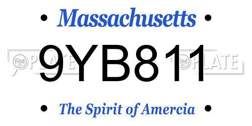 9YB811 Massachusetts License Plate