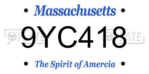9YC418 Massachusetts License Plate