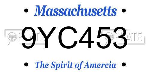 9YC453 Massachusetts License Plate