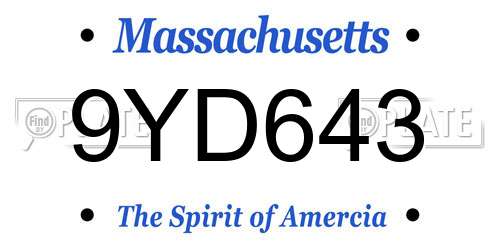9YD643 Massachusetts License Plate