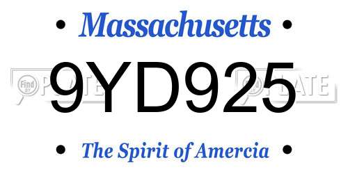 9YD925 Massachusetts License Plate