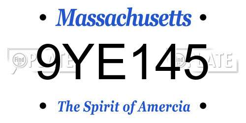 9YE145 Massachusetts License Plate