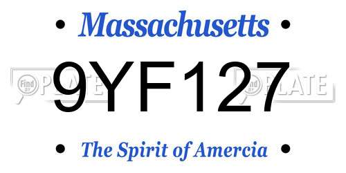 9YF127 Massachusetts License Plate