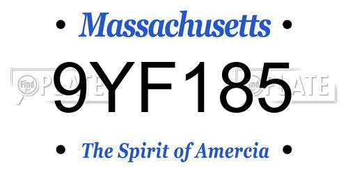 9YF185 Massachusetts License Plate