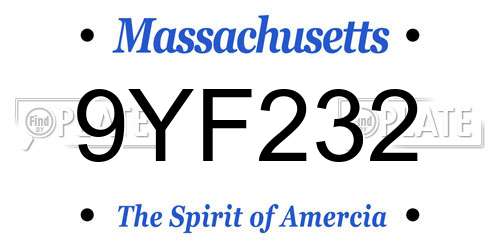 9YF232 Massachusetts License Plate