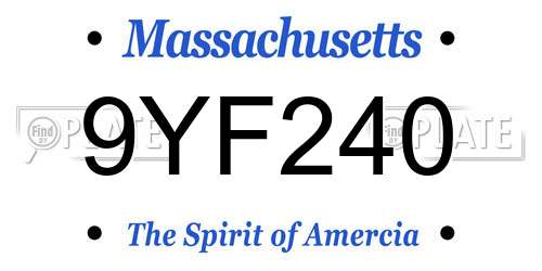 9YF240 Massachusetts License Plate