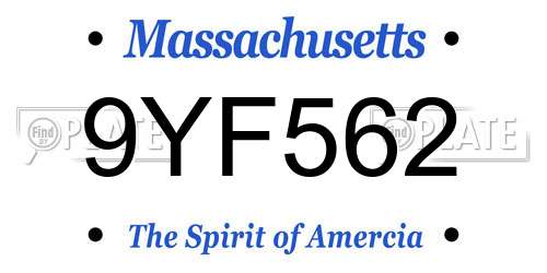 9YF562 Massachusetts License Plate