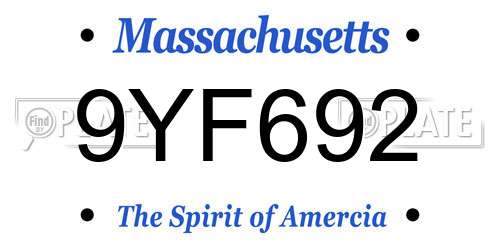 9YF692 Massachusetts License Plate