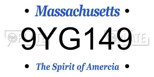 9YG149 Massachusetts License Plate