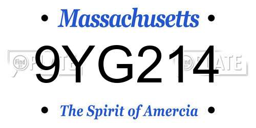 9YG214 Massachusetts License Plate
