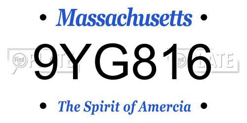 9YG816 Massachusetts License Plate