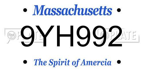9YH992 Massachusetts License Plate