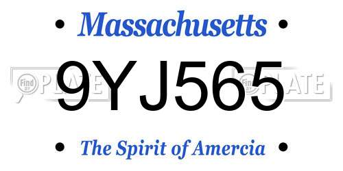 9YJ565 Massachusetts License Plate