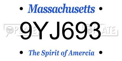 9YJ693 Massachusetts License Plate