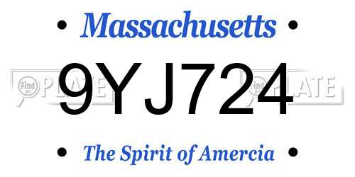 9YJ724 Massachusetts License Plate