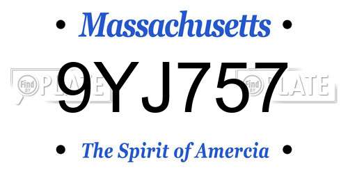 9YJ757 Massachusetts License Plate