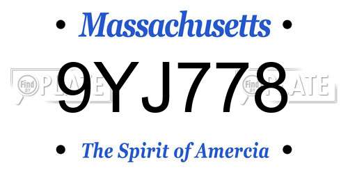 9YJ778 Massachusetts License Plate