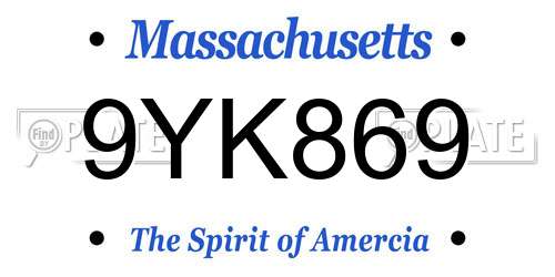 9YK869 Massachusetts License Plate