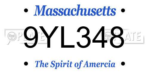 9YL348 Massachusetts License Plate