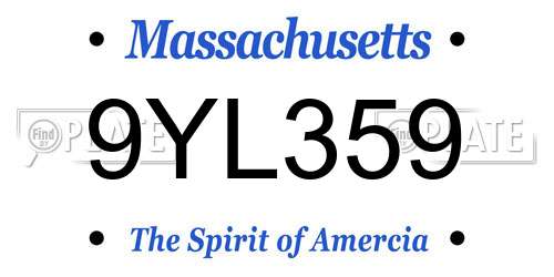 9YL359 Massachusetts License Plate