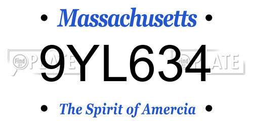 9YL634 Massachusetts License Plate