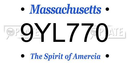 9YL770 Massachusetts License Plate