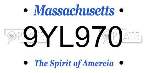 9YL970 Massachusetts License Plate