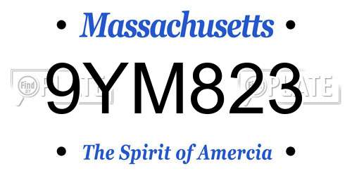 9YM823 Massachusetts License Plate