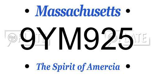 9YM925 Massachusetts License Plate
